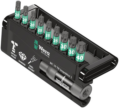 WERA 05057688001 BIT-CHECK 10 TX IMPAKTOR 1 BITS-ASSORTMENT TORX
