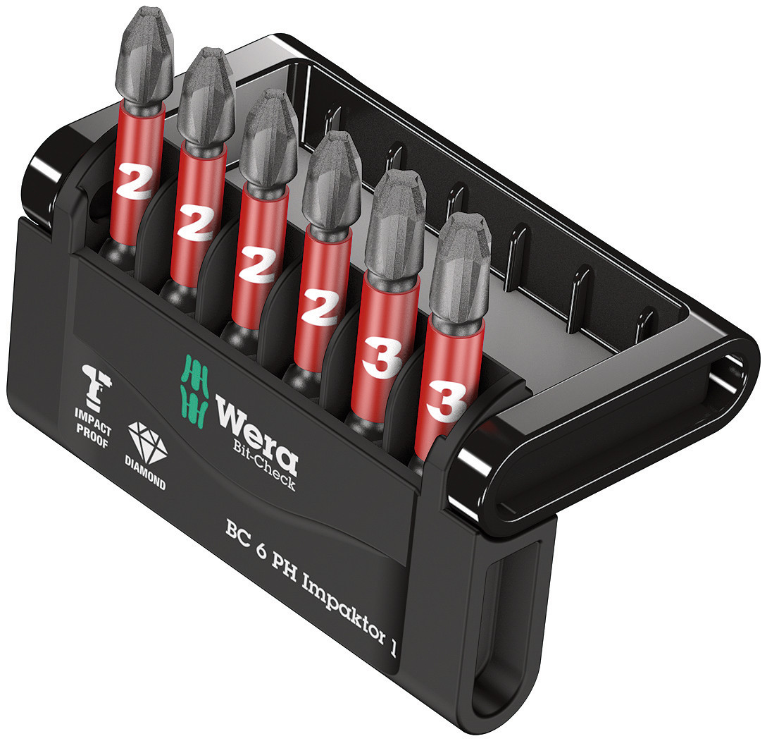 WERA 05057691002 MINI CHECK IMPAKTOR 1 TOWER DIAMOND COATED BIT SET 6PC PH IMPAKTOR 20 SET TOWER
