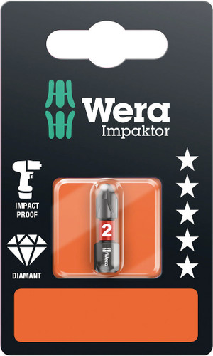 WERA 05073916001 851/1 IMP DC PH 2 X 25 MM SB BITS FOR PHILLIPS SCREWS, IMPACT
