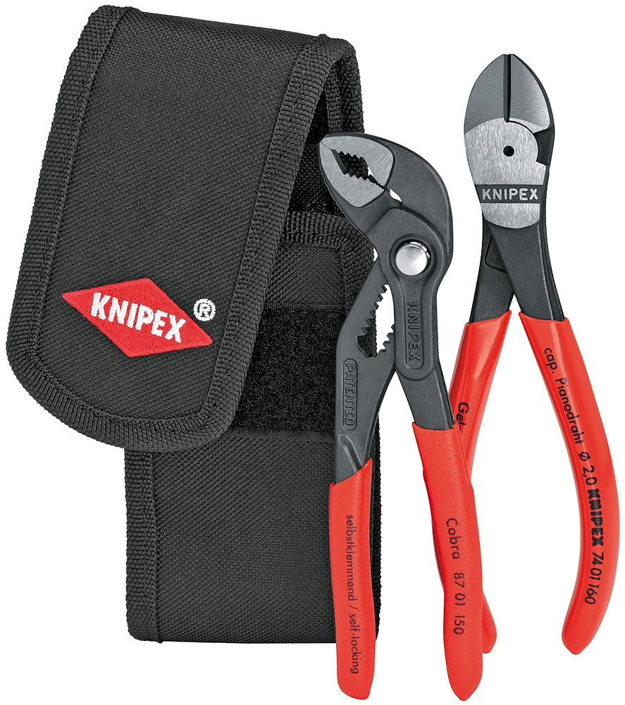 Knipex 00 20 72 V04 XS, 2 PC Mini Pliers Set Xs in Belt Pouch