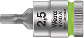 WERA 05003331001 8740 A Zyklop bit socket with 1/4" drive with holding function , 2,5 x 28 mm
