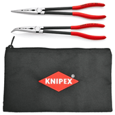 Knipex 9K 00 80 128 US 2 PC Extra Long Needle Nose Pliers Set w/ Keeper Pouch (28 71 280, 28 81 280 and 9K 00 90 12 US)