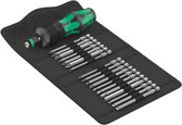 WERA 05057482001 Kraftform Turbo - Bitholding Turbo Screwdriver with Rapidaptor for 1/4" Hex Bits; Set with Bits in textile pouch; metric Bits Kraftform Kompakt Turbo 1