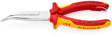 Knipex 26 26 200 T Long Nose 40° Angled Pliers with Cutter-1000V Insulated-Tethered Attachment