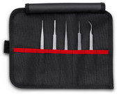 Knipex 92 00 02 5 Pc Premium Stainless Steel Tweezer Set in a Tool Roll