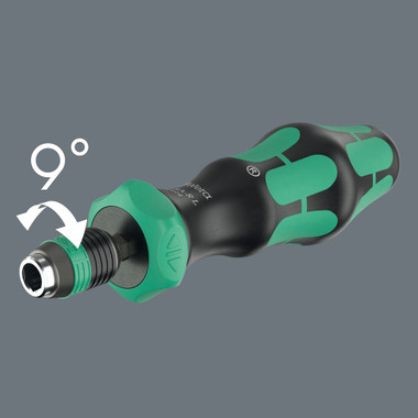 The bitholding screwdriver has a ratchet mechanism integrated in the handle - with its fine toothing it has a small return angle and thus allows fast working.