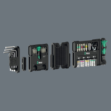 The Tool-Check Modular system offers the possibility of combining Tool-Check Modular products in a super-compact manner depending on requirements. All you need is the rigid adapter 9549 and the flexible hinge 9550, both included in the set. The Tool-Check Modular products can be combined, exchanged or expanded at any time.