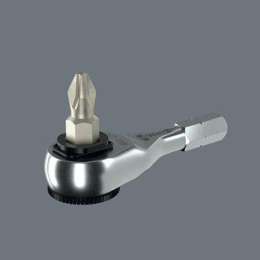 The Zyklop Mini 4 mini ratchet is suitable for mounting bits with 1/4" external hexagon drive as per DIN ISO 1173-C 6.3 and E 6.3 and Wera connection series 1 and 4.