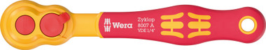 WERA 05004866001 8007 A VDE ZYKLOP RATCHET, INSULATED, WITH REVERSING LEVER, WITH 1/4" DRIVE, 1/4" X 144 MM