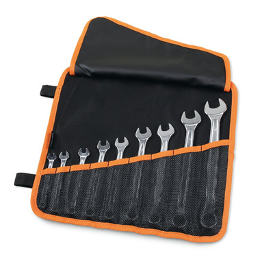 Beta 42/B9N Set of 9 12-Point 15° Offset Combination Wrenches in Tool Roll, Metric, 6mm-19mm