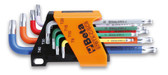 Beta 97BTX Set of 8 Color Coded Torx® Star Keys with Ball End and Holder, T9-T40