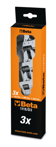 Beta 111E  Set of 3 Adjustable Wrenches with 15° Angled Head, 5.9 ', 7.87 ', 9.84 '