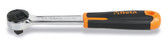 Beta 910/55 3/8" Drive Reversible Ratchet with One-Handed Reversal, 72-Teeth, 5-Degree Arc Swing, Ergonomic Handle, Hole for Lanyard or Hook Storage