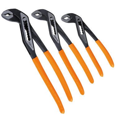 Beta 1048N/D3 Set of 3 Slip Joint Pliers, Chrome Vanadium Steel, Slip-Proof PVC Handles, 6", 10", and 12"