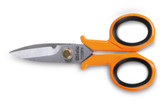 Beta 1128BMX Electrician's Scissors, Straight Stainless Steel Blades with Microteeth and Wire Cutting Groove