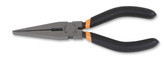 Beta 1162G Extra-Long Flat Knurled Needle Nose Pliers, OAL 160mm, Slip-proof PVC Coated Handles, Industrial Finish