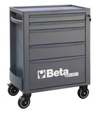 Beta RSC24 Heavy Duty Rolling Tool Cabinet, 5 Drawers, Grey, Ball Bearing Slides, Rubber Mat Liners, 5" Casters, Anti-Fall Edge Worktop, 1760 lbs Load Capacity, Made in Italy
