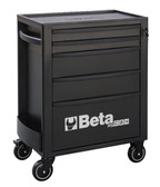 Beta RSC24 Heavy Duty Rolling Tool Cabinet, 5 Drawers, Black, Ball Bearing Slides, Rubber Mat Liners, 5" Casters, Anti-Fall Edge Worktop, 1760 lbs Load Capacity, Made in Italy