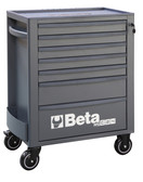 Beta RSC24 Heavy Duty Rolling Tool Cabinet, 7 Drawers, Grey, Ball Bearing Slides, Rubber Mat Liners, 5" Casters, Anti-Fall Edge Worktop, 1760 lbs Load Capacity, Made in Italy