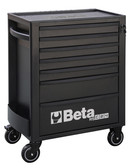 Beta RSC24 Heavy Duty Rolling Tool Cabinet, 7 Drawers, Black, Ball Bearing Slides, Rubber Mat Liners, 5" Casters, Anti-Fall Edge Worktop, 1760 lbs Load Capacity, Made in Italy