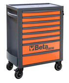 Beta RSC24 Heavy Duty Rolling Tool Cabinet, 8 Drawers, Orange, Ball Bearing Slides, Rubber Mat Liners, 5" Casters, Anti-Fall Edge Worktop, 1760 lbs Load Capacity, Made in Italy