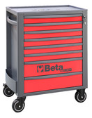 Beta RSC24 Heavy Duty Rolling Tool Cabinet, 8 Drawers, Red, Ball Bearing Slides, Rubber Mat Liners, 5" Casters, Anti-Fall Edge Worktop, 1760 lbs Load Capacity, Made in Italy