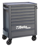 Beta RSC24 Heavy Duty Rolling Tool Cabinet, 8 Drawers, Grey, Ball Bearing Slides, Rubber Mat Liners, 5" Casters, Anti-Fall Edge Worktop, 1760 lbs Load Capacity, Made in Italy