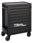 Beta RSC24 Heavy Duty Rolling Tool Cabinet, 8 Drawers, Black, Ball Bearing Slides, Rubber Mat Liners, 5" Casters, Anti-Fall Edge Worktop, 1760 lbs Load Capacity, Made in Italy
