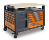 Beta RSC28 SuperTank Rolling Tool Cabinet, 10 Drawers, Wood Worktop, Orange