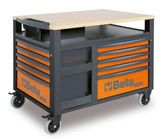 Beta RSC28 SuperTank Rolling Tool Cabinet, 10 Drawers, Wood Worktop, Grey