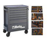 Beta RSC24 Gray 7-Drawer Rolling Tool Cabinet with 207 Piece SAE Tool Set