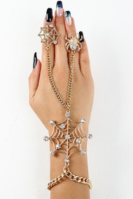 Rhinestone Spider Web Hand Chain