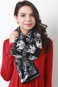 Patterned Elephant Print Scarf