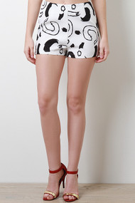 Grid Texture High Waisted Shorts