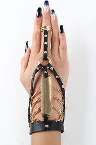 Curb Link Leatherette Hand Chain