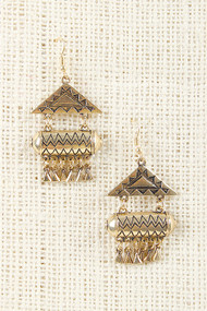 Triangular Tribal Drop Earrings