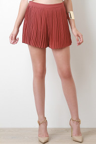 Solid Pleated Shorts