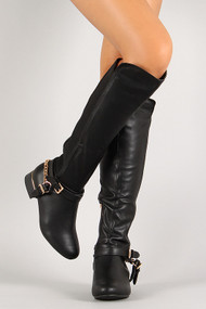 Chain Strap Knee High Boot