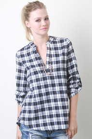 Plaid Low Collar Top
