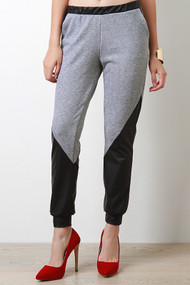 Leatherette Panel Joggers