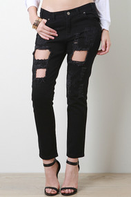Square Distress Denim Jeans