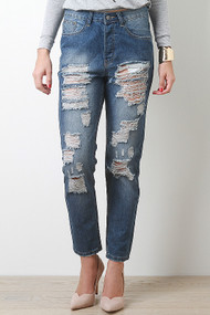 Boyfriend Frayed Denim Jeans