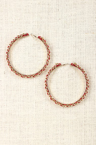 Leatherette Trim Hoop Earrings