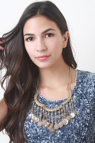 Hanging Charm Bib Necklace