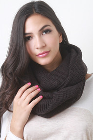 Ribbed Crochet Knit Infinity Scarf