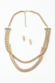 Curb Link Rhinestone Edge Necklace