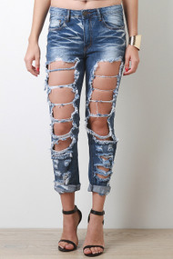 Whisker Wash Five Pocket Jeans