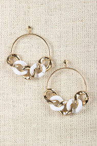 Two Tone Curb Hoop Earrings