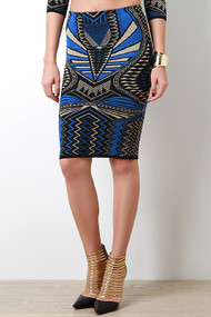 Sculpture Pattern Midi Skirt
