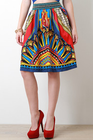 Mix Pattern Midi Skirt